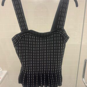 Express Black and White Patterned Crop Top